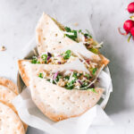 Three Dill Chicken Salad Pitas in a bowl