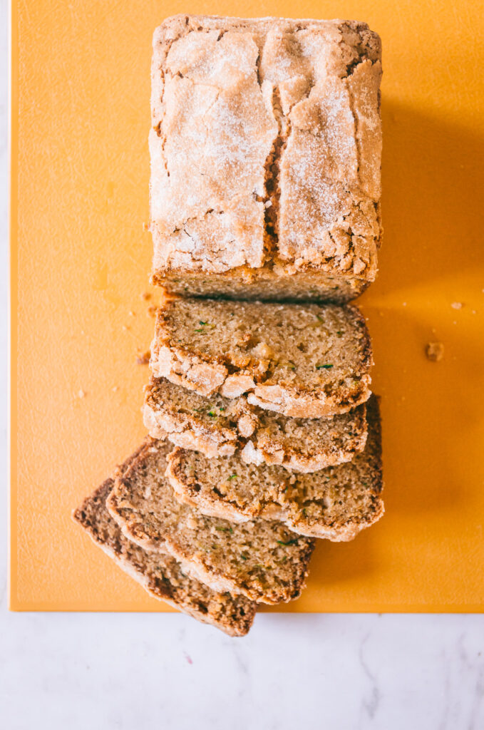 zucchini bread with a few slices taken out