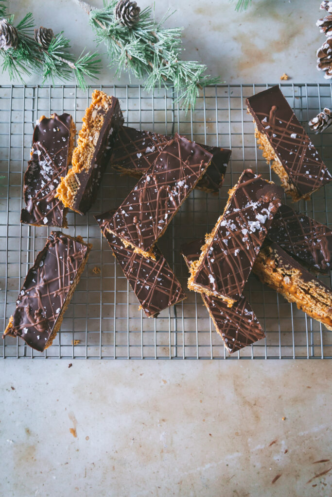 Chex Mix Bars on cooling rack