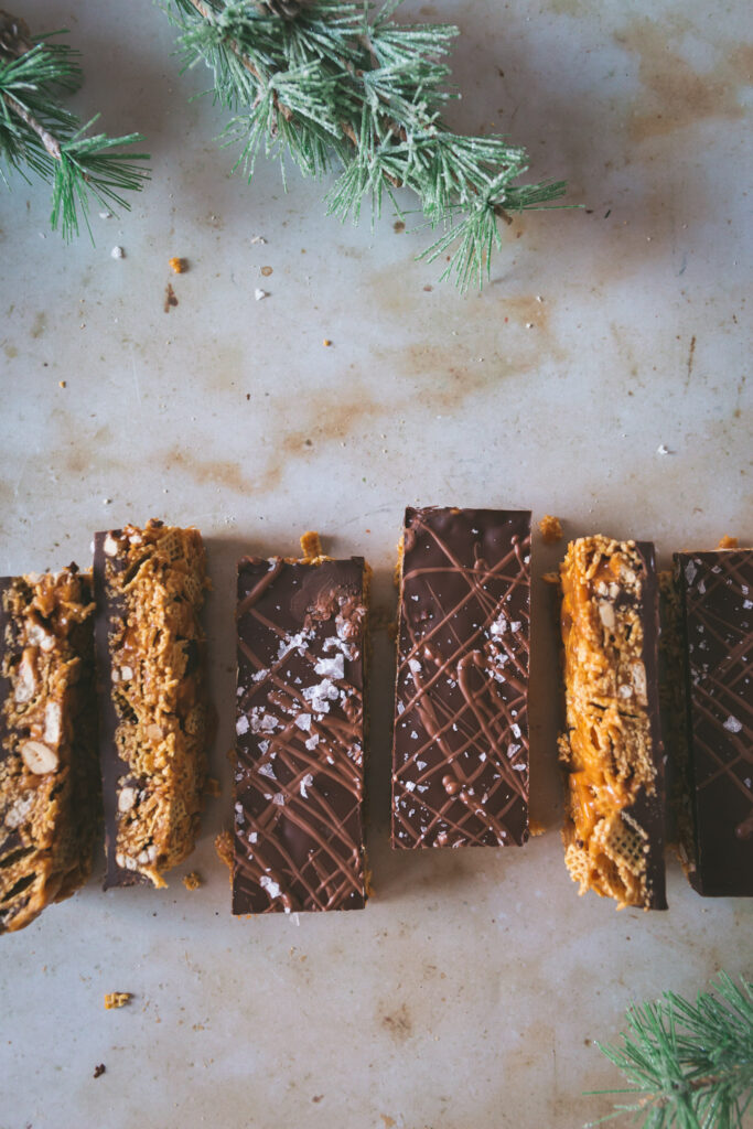 Chex Mix Bars on cooling rack