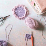 crocheting with purple and lavender yarn