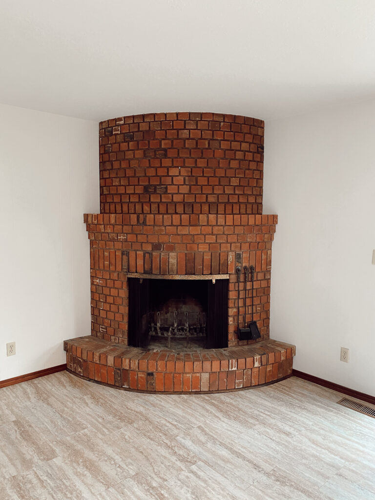 Corner brick fire place