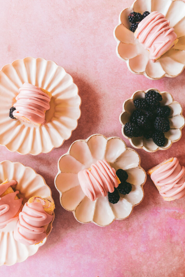 Blackberry Goat Cheese Roulade Petit Fours