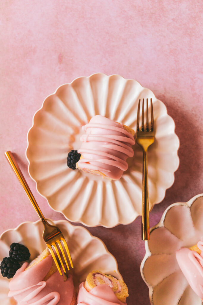 Blackberry Goat Cheese Roulade Petit Fours