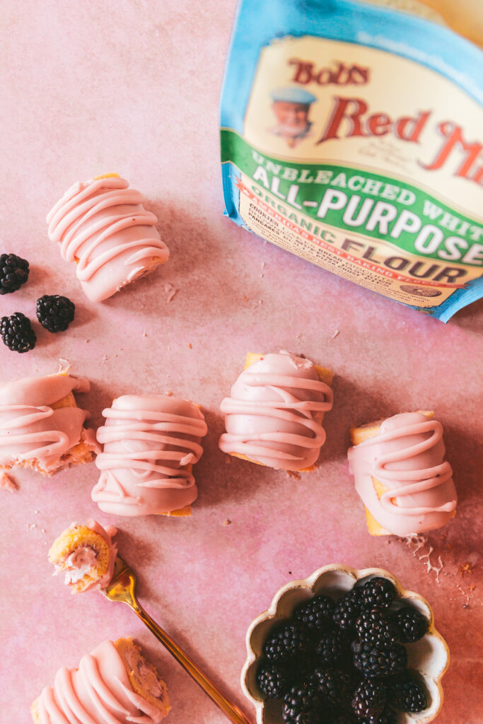 Blackberry Goat Cheese Roulade Petit Fours