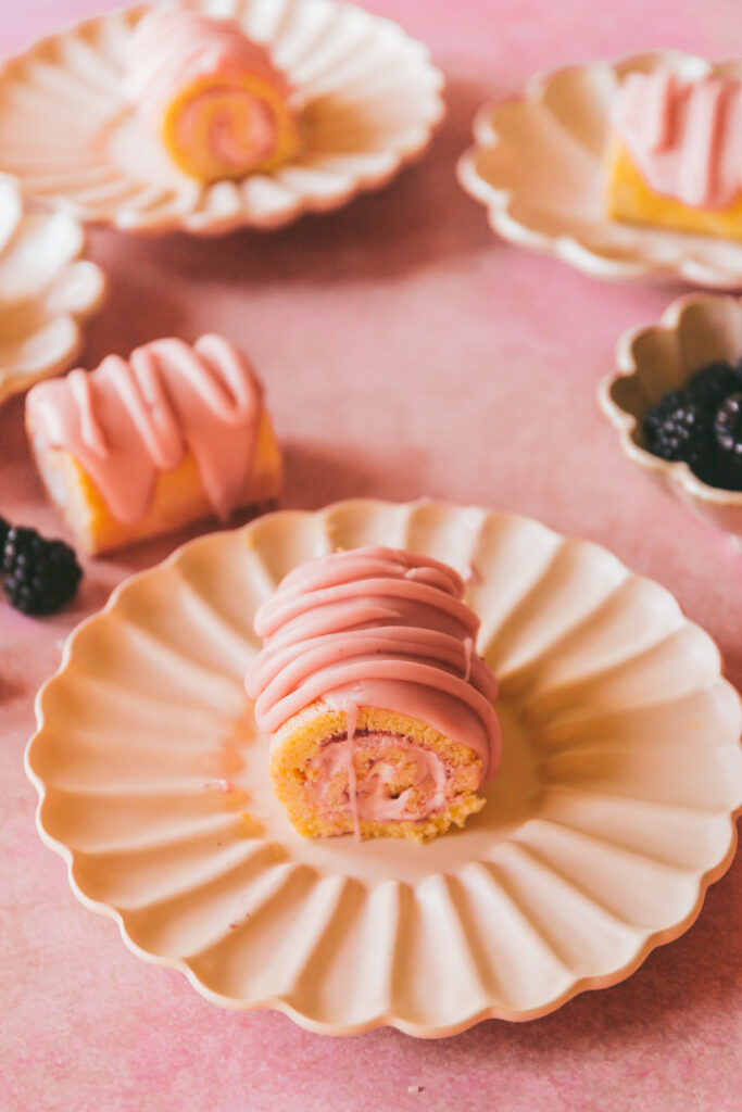 Blackberry Goat Cheese Roulade Petit Fours