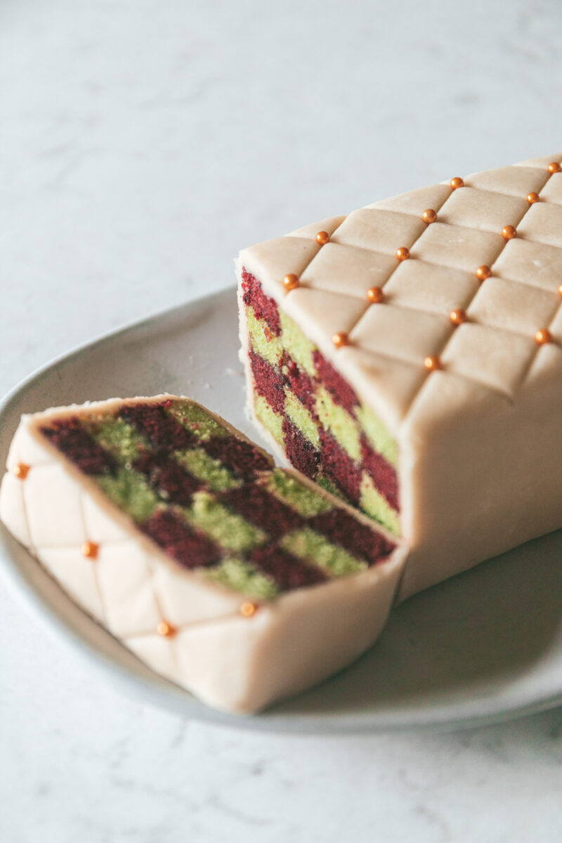 Red Velvet and Mint Battenberg Cake - Olive and Artisan