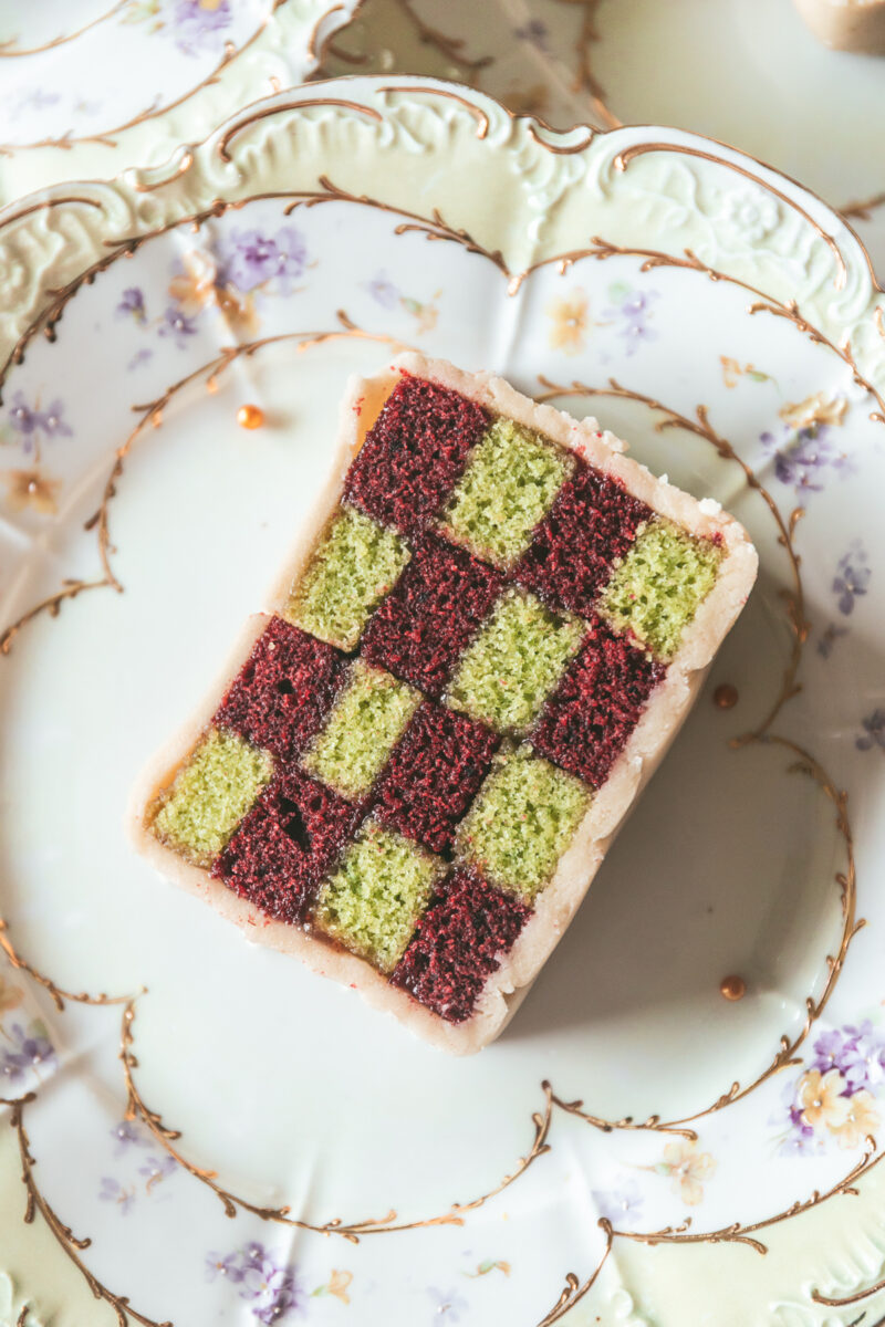 Red Velvet and Mint Battenberg Cake - Olive and Artisan